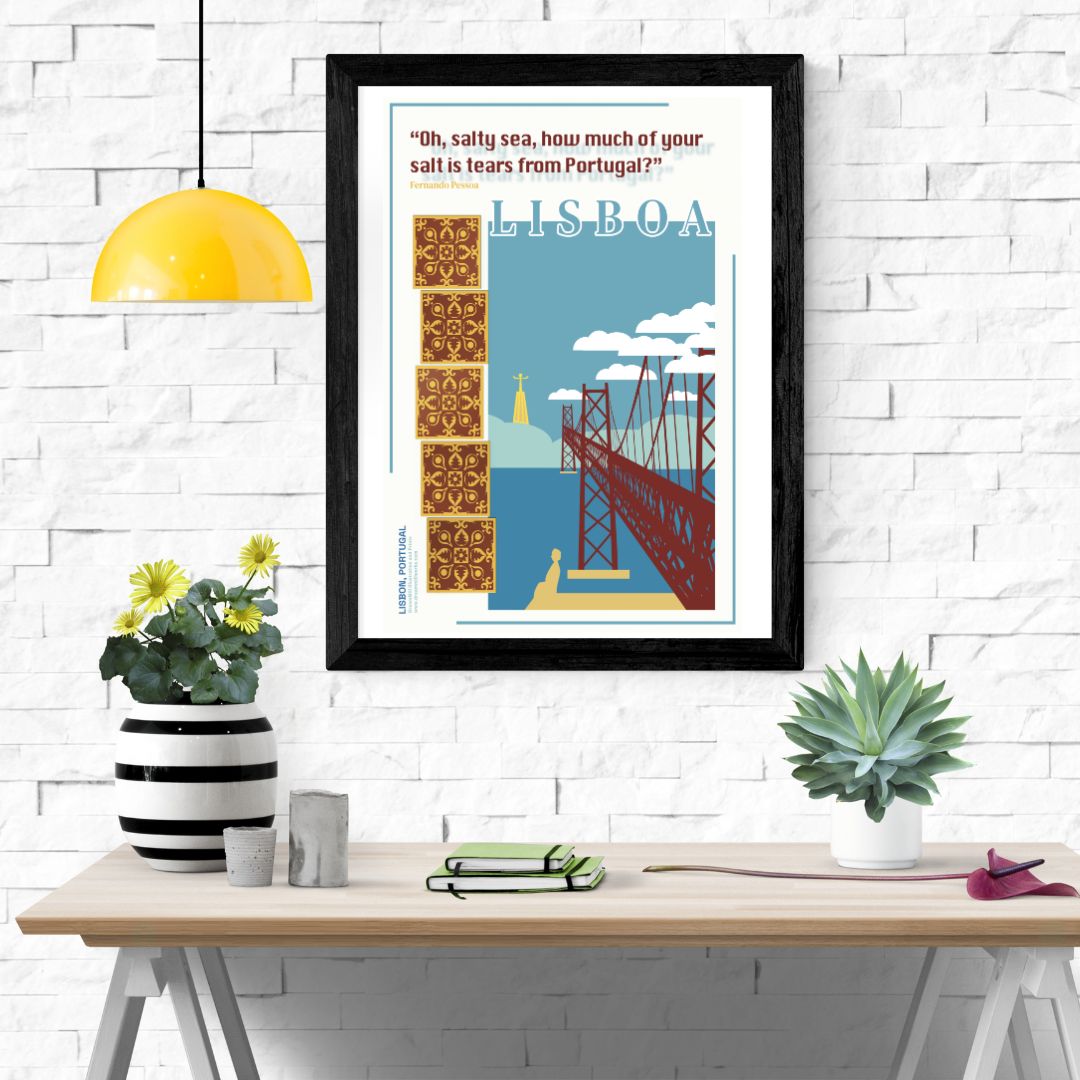 hand-drawn door with blue tiles in Portugal